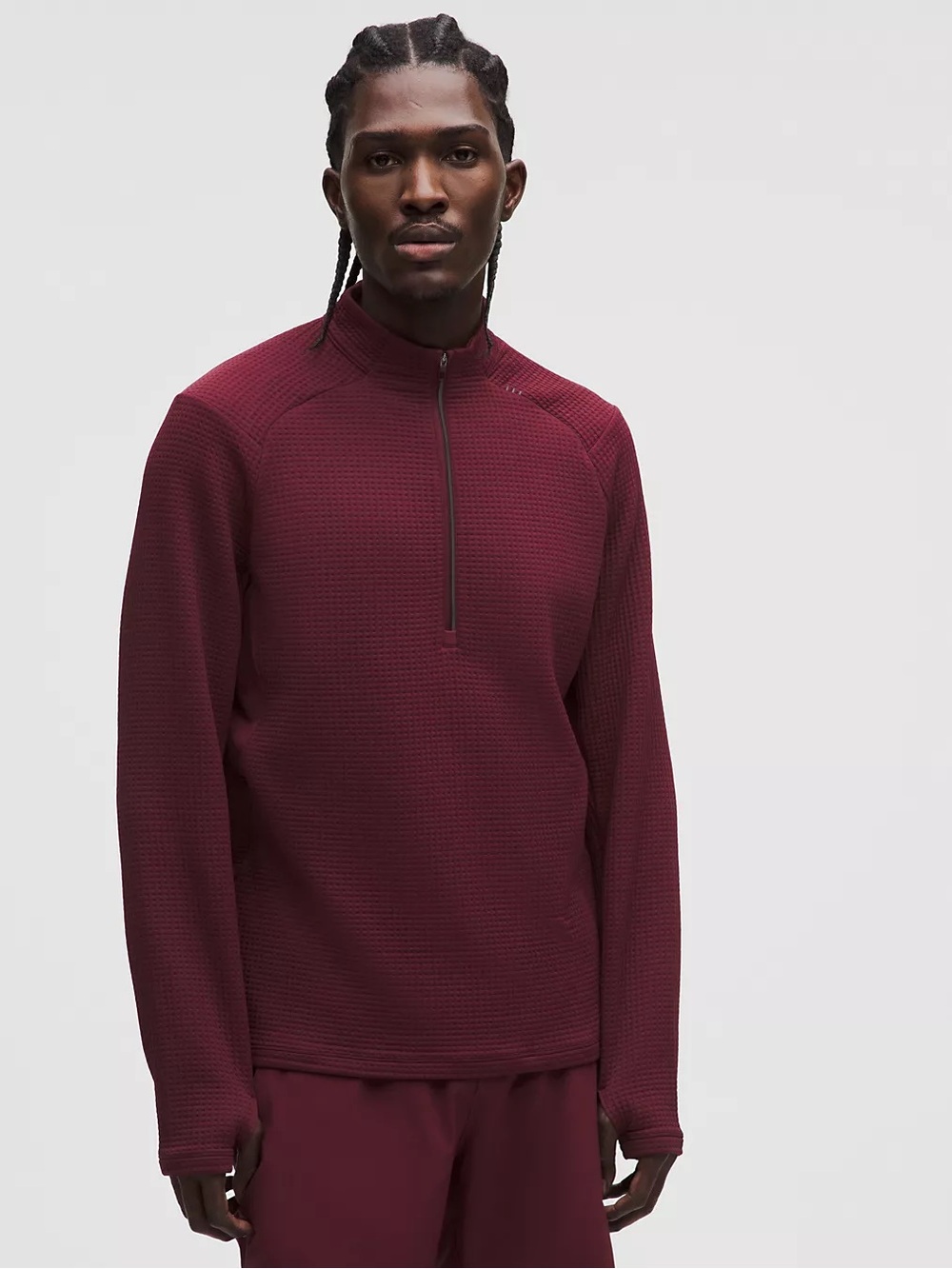 Lululemon Burgundy Bay Waffle Knit Half Zip Pullover XL